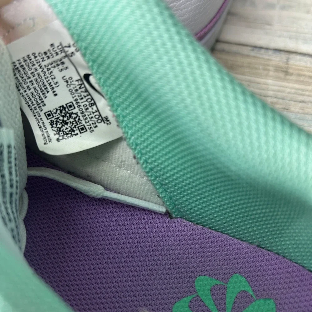 Nike White Sneakers with Mint Green and Lavender Trim